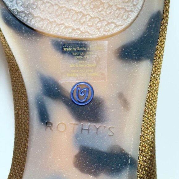 ROTHY'S Womens Pointed-Toe Flats Recycled Knit Bronze/Brown Blue Trim Size 7 - Picture 7 of 11